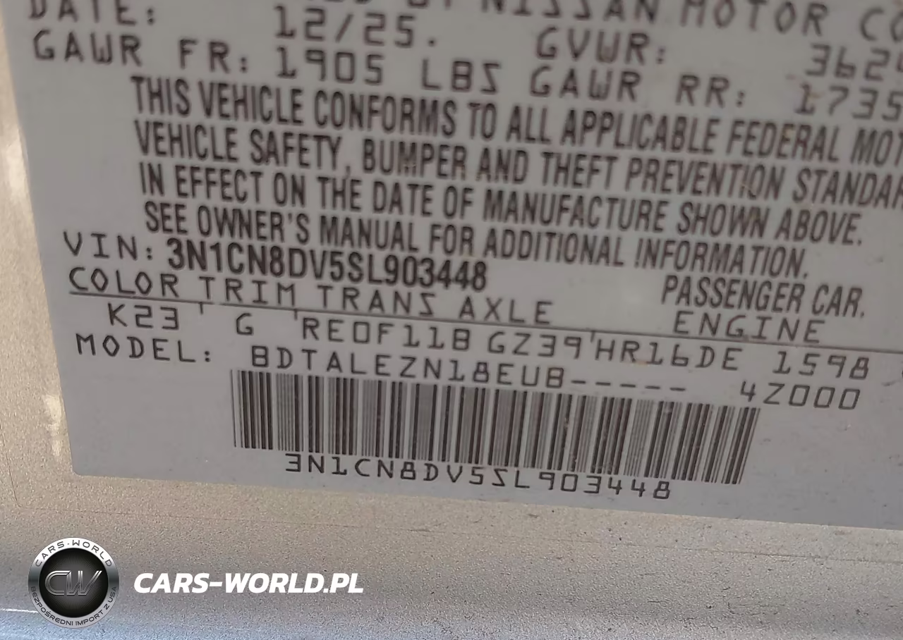 2025 Nissan Versa 1.6 S VIN:3N1CN8DV5SL903448 - 9