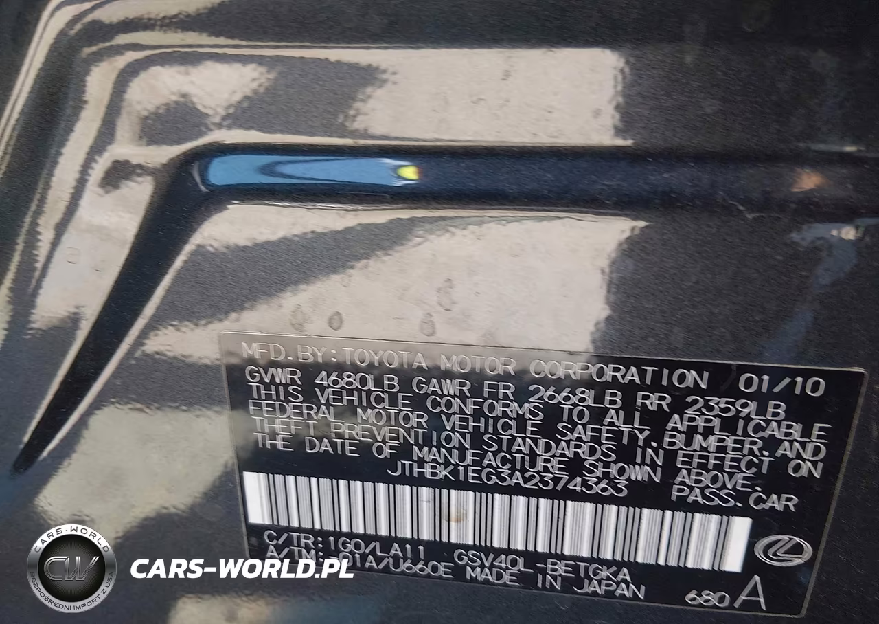 2010 Lexus Es 350 VIN:JTHBK1EG3A2374363 - 9