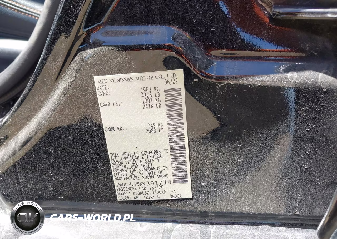 2022 Nissan Altima Sr Fwd VIN:1N4BL4CV9NN391714 - 9