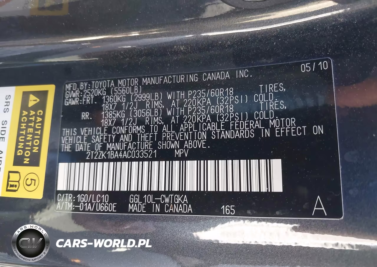 2010 Lexus Rx 350 VIN:2T2ZK1BA4AC033521 - 9