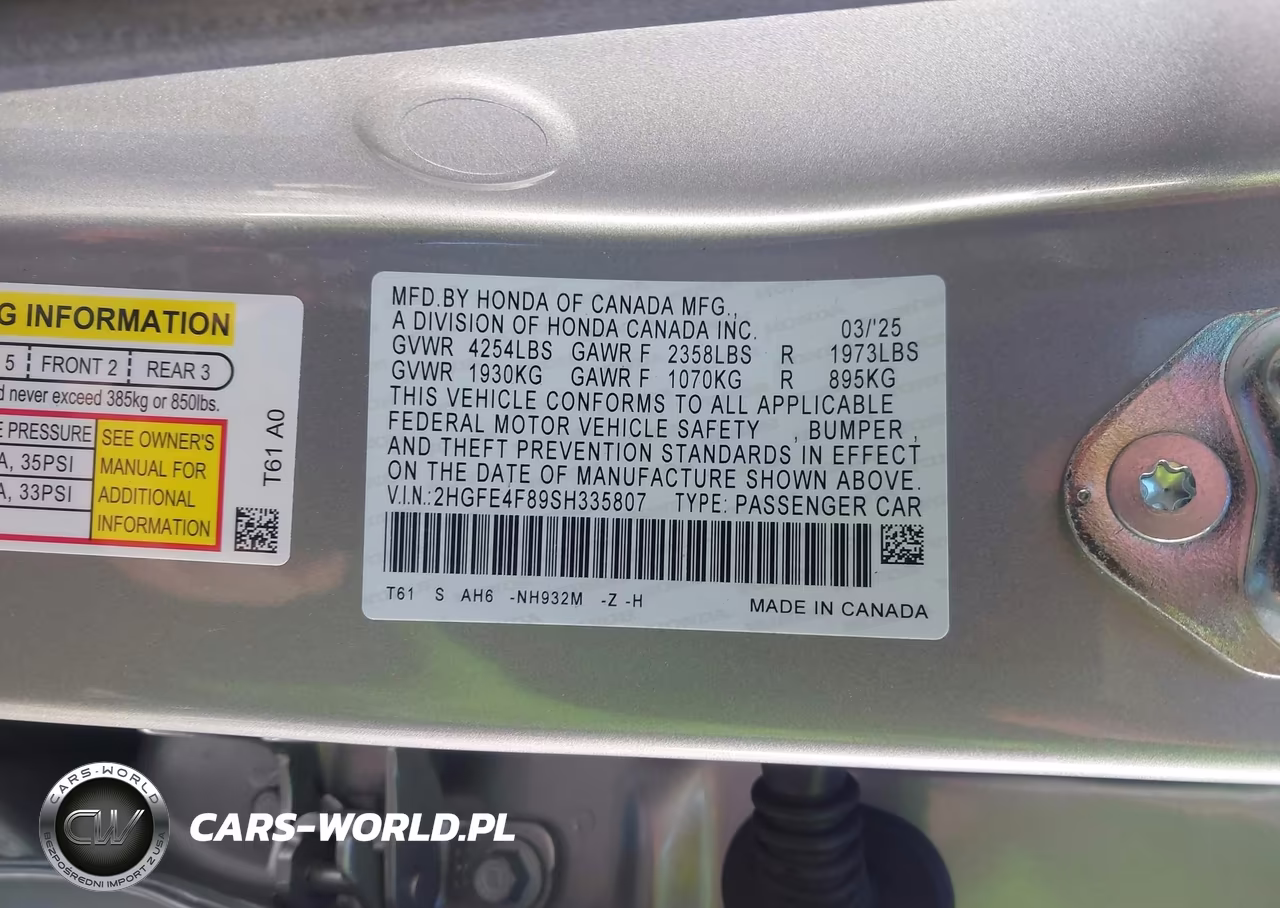 2025 Honda Civic Hybrid Sport-Sport Touring VIN:2HGFE4F89SH335807 - 8