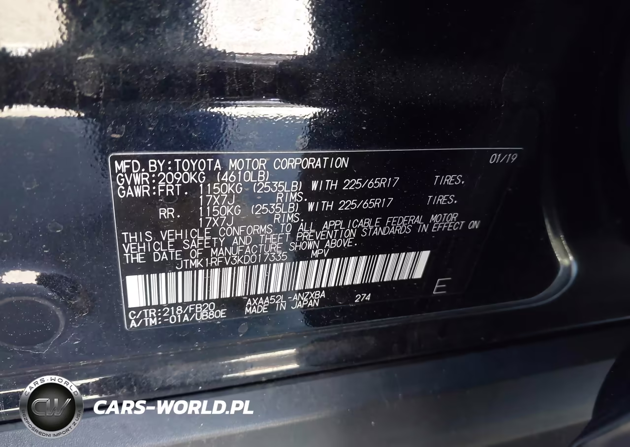 2019 Toyota Rav4 Le VIN:JTMK1RFV3KD017335 - 9