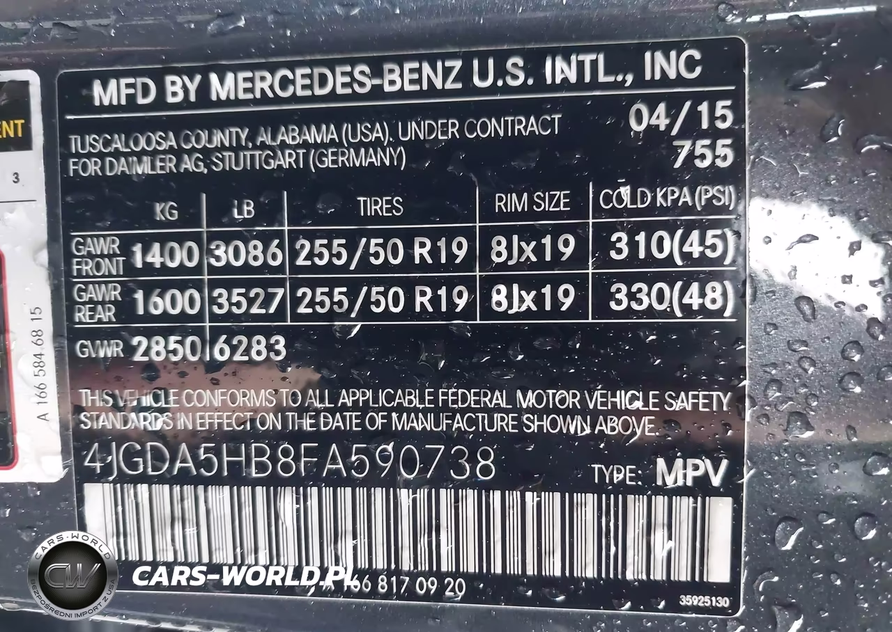 2015 Mercedes-Benz Ml 350 4Matic VIN:4JGDA5HB8FA590738 - 9