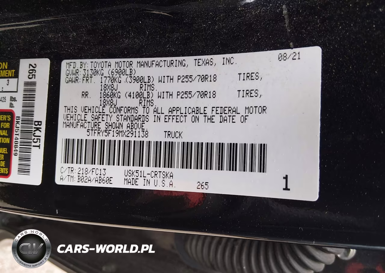 2021 Toyota Tundra Sr5 VIN:5TFRY5F19MX291138 - 9