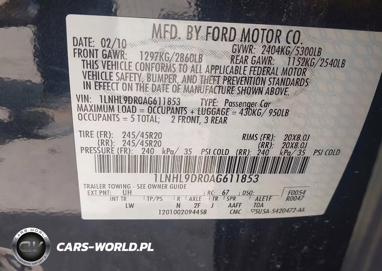 2010 Lincoln Mks VIN:1LNHL9DR0AG611853 - 9