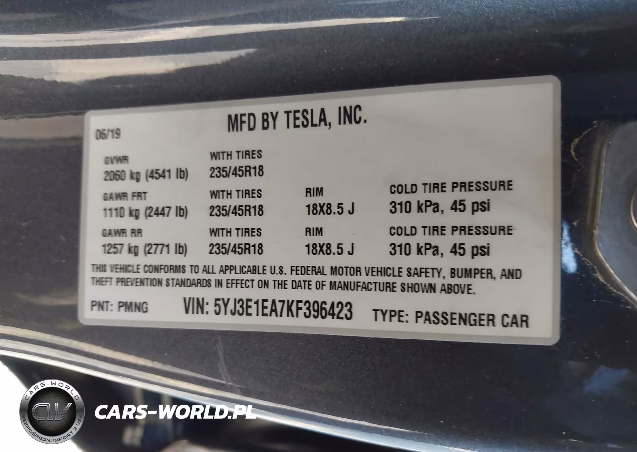 2019 Tesla Model 3 Long Range-Mid Range-Standard Range-Standard Range Plus VIN:5YJ3E1EA7KF396423 - 9