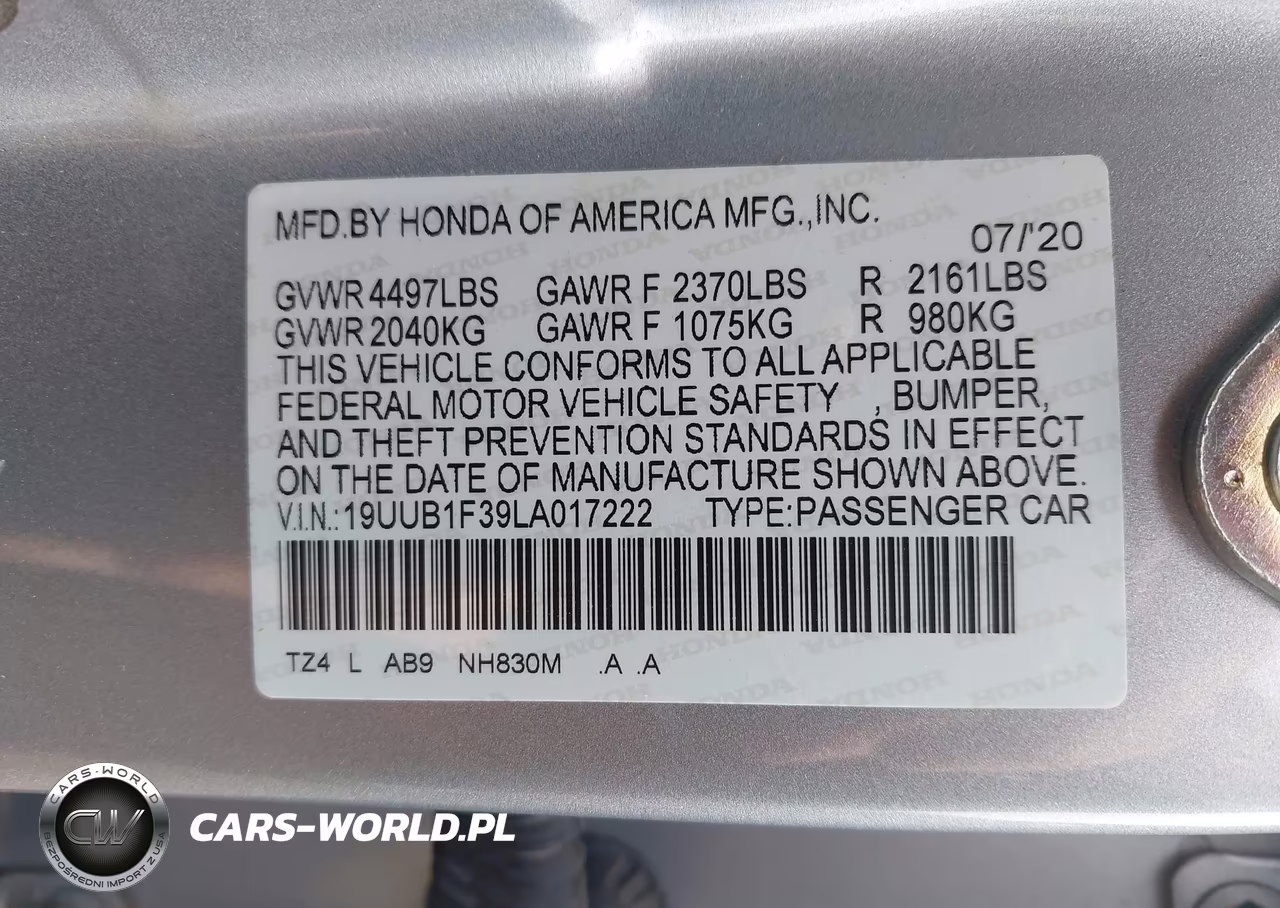 2020 Acura Tlx Standard VIN:19UUB1F39LA017222 - 9