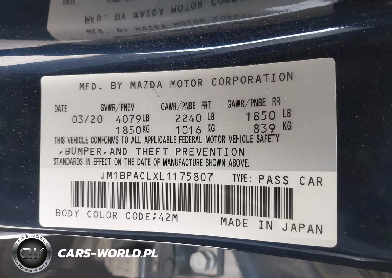 2020 Mazda Mazda3 Select Package VIN:JM1BPACLXL1175807 - 9