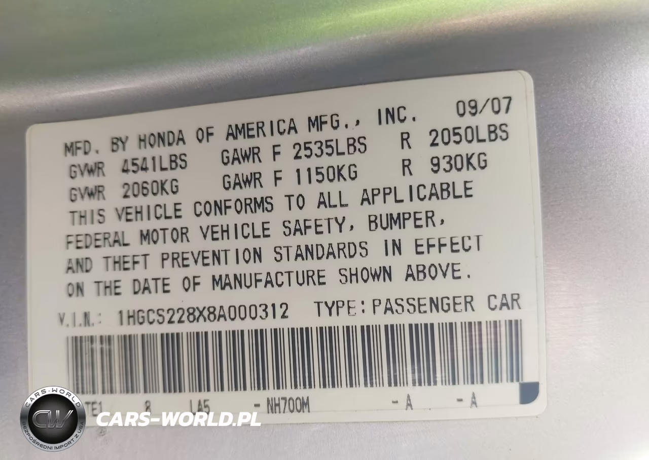 2008 Honda Accord 3.5 Ex-L VIN:1HGCS228X8A000312 - 9