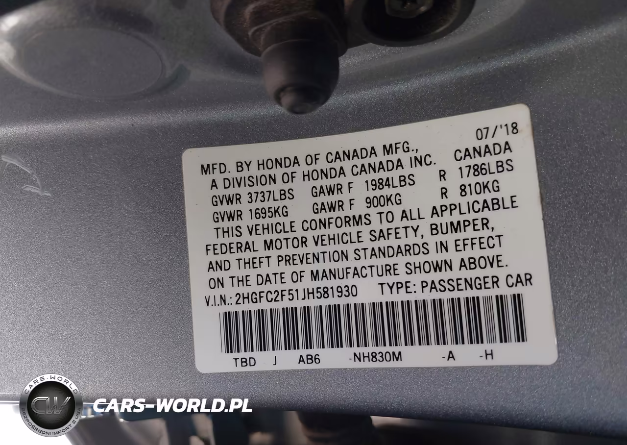 2018 Honda Civic Lx VIN:2HGFC2F51JH581930 - 9