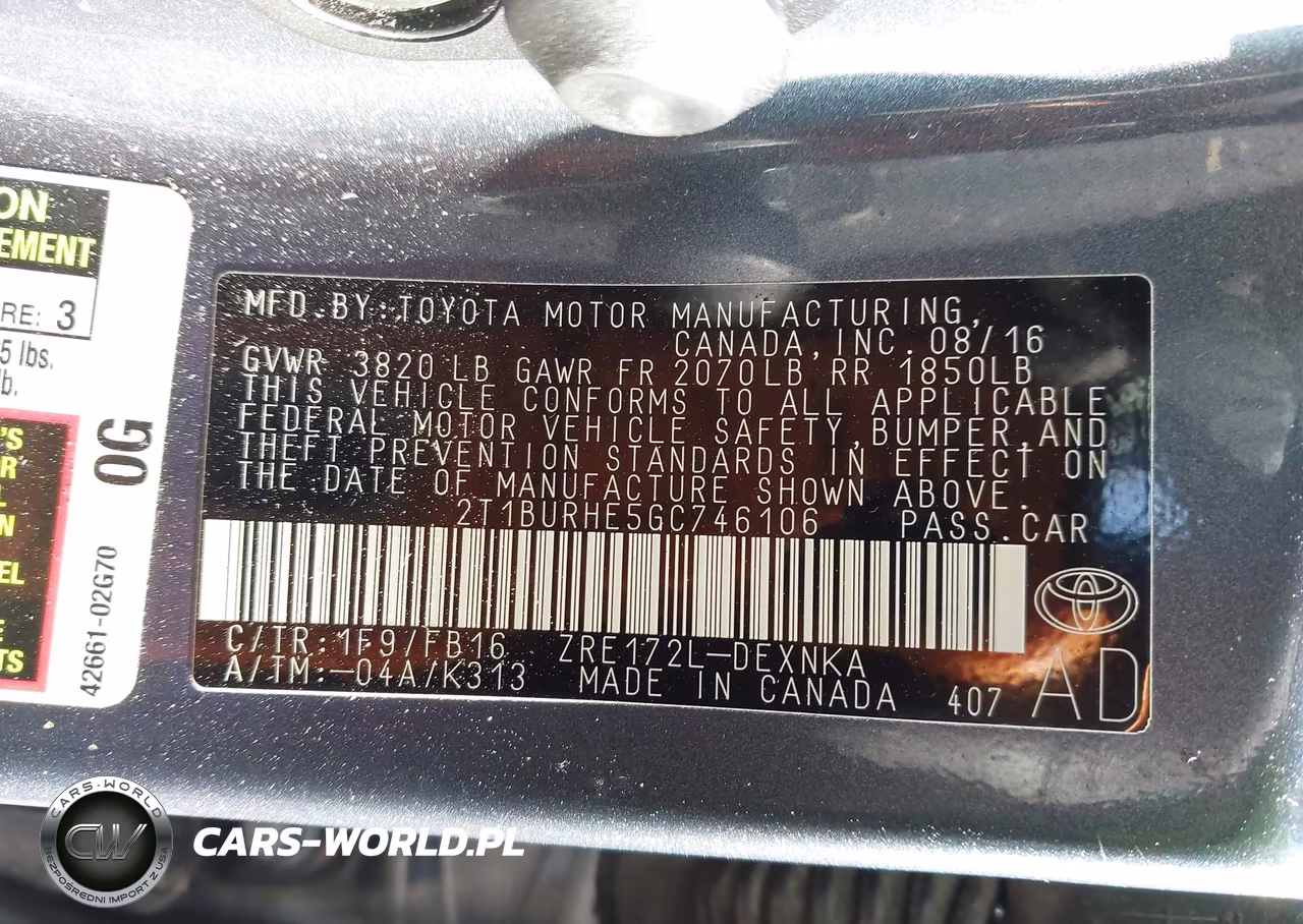 2016 Toyota Corolla Le VIN:2T1BURHE5GC746106 - 9