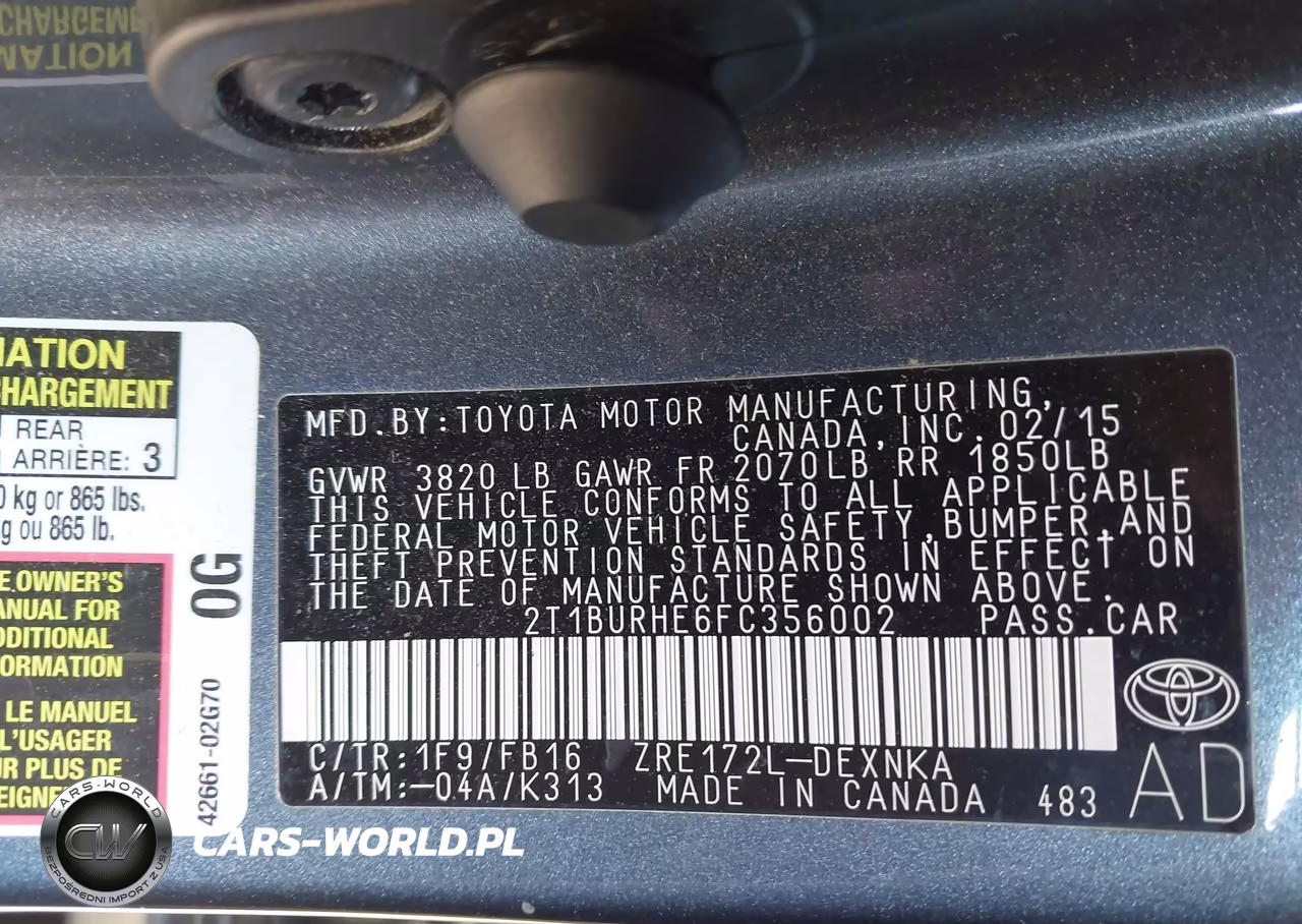 2015 Toyota Corolla Le Plus VIN:2T1BURHE6FC356002 - 9