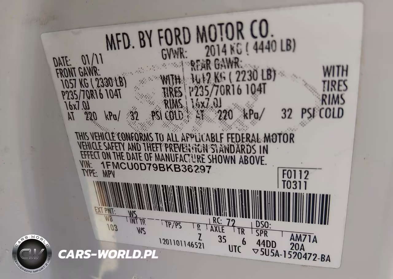 2011 Ford Escape Xlt VIN:1FMCU0D79BKB36297 - 9
