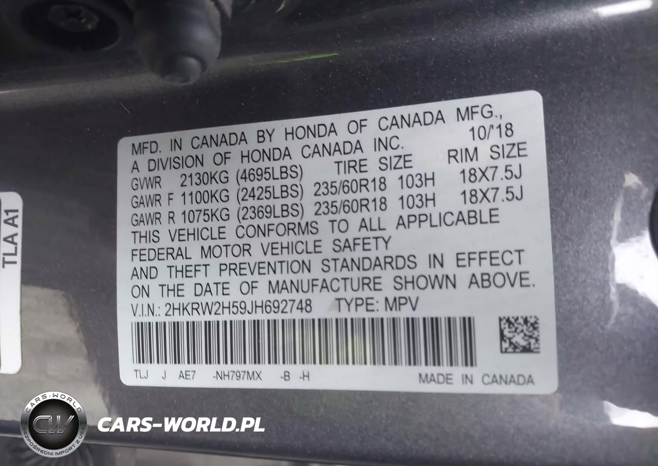 2018 Honda Cr-V Ex VIN:2HKRW2H59JH692748 - 9