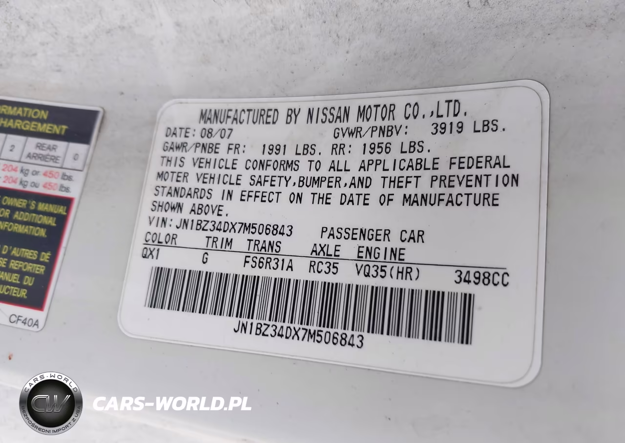 2007 Nissan 350Z VIN:JN1BZ34DX7M506843 - 9