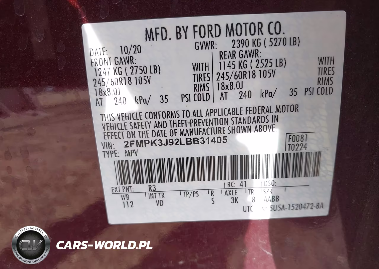2020 Ford Edge Sel VIN:2FMPK3J92LBB31405 - 9