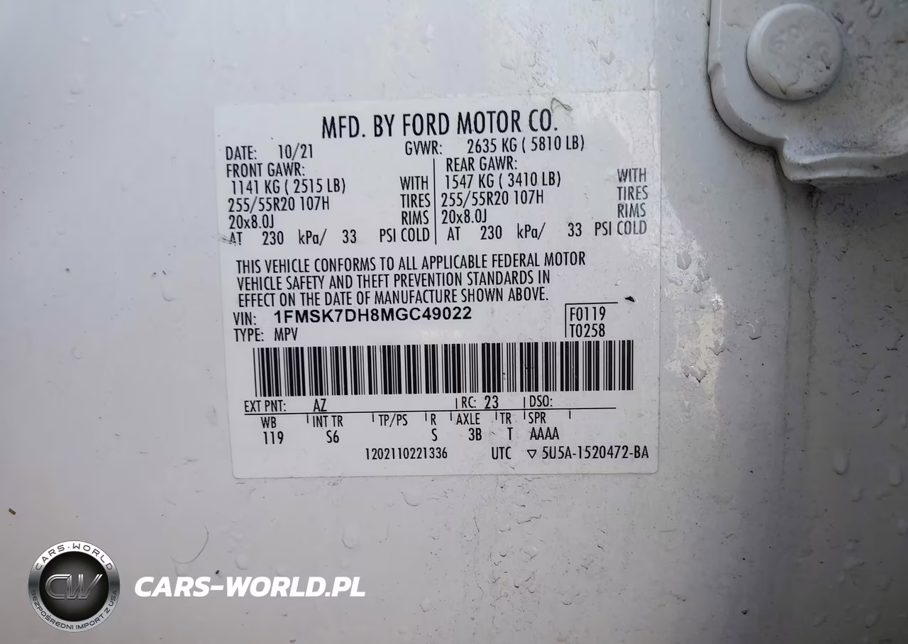 2021 Ford Explorer Xlt VIN:1FMSK7DH8MGC49022 - 9