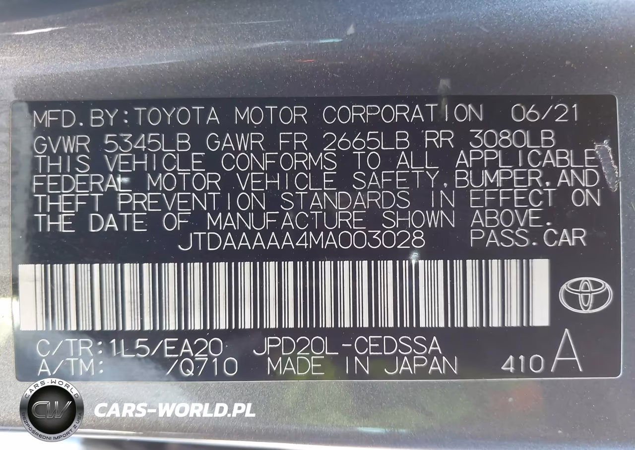 2021 Toyota Mirai Xle VIN:JTDAAAAA4MA003028 - 9