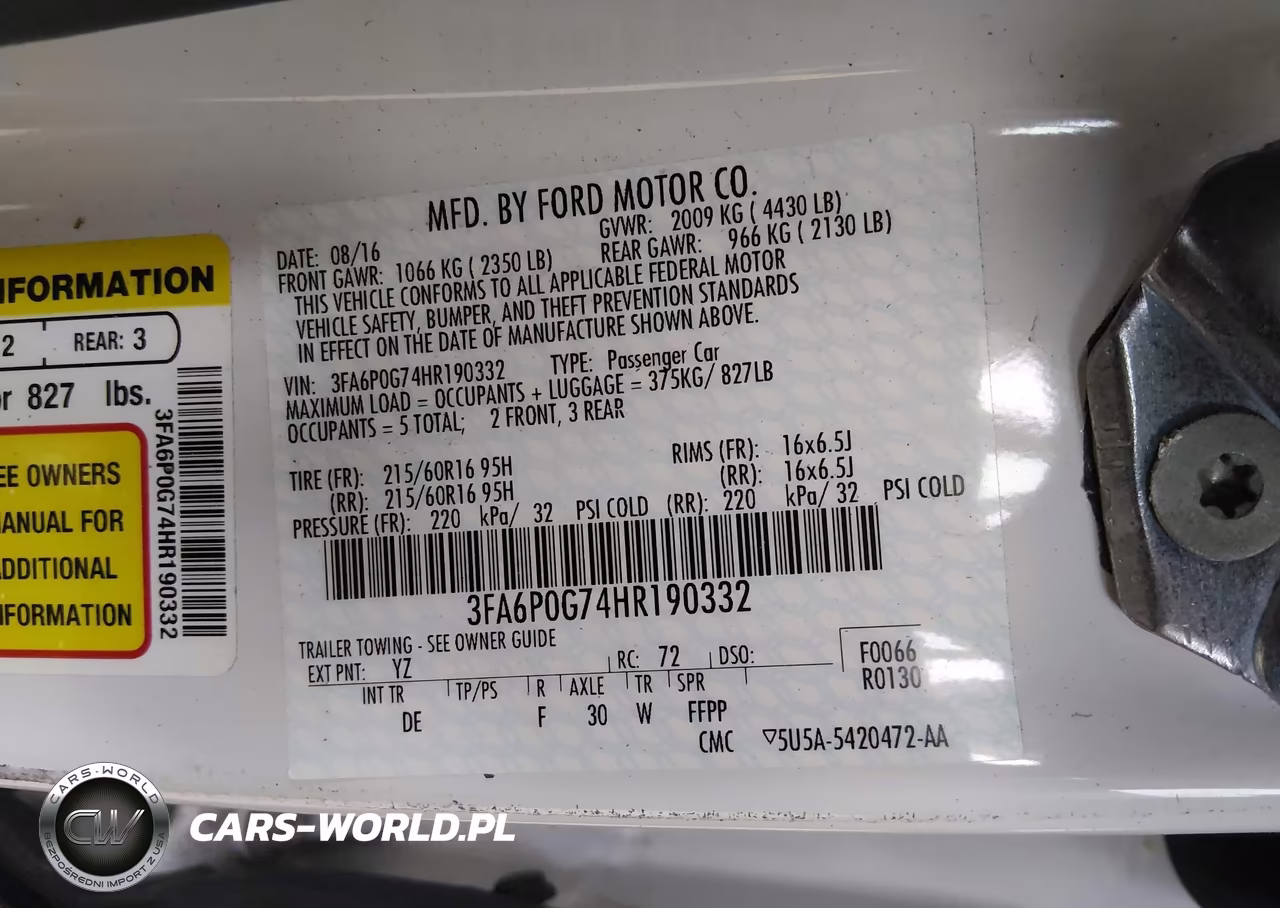 2017 Ford Fusion S VIN:3FA6P0G74HR190332 - 9