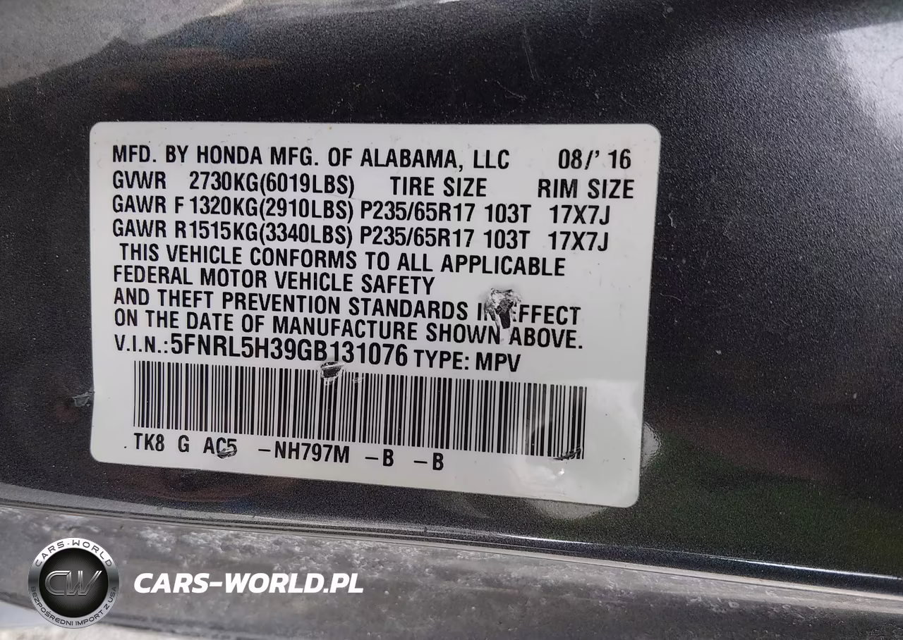 2016 Honda Odyssey Se VIN:5FNRL5H39GB131076 - 9