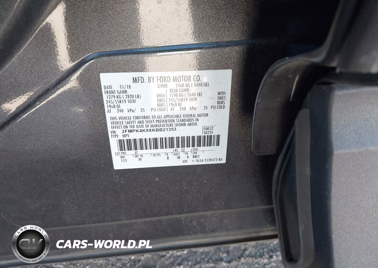 2019 Ford Edge Titanium VIN:2FMPK4K9XKBB21353 - 9