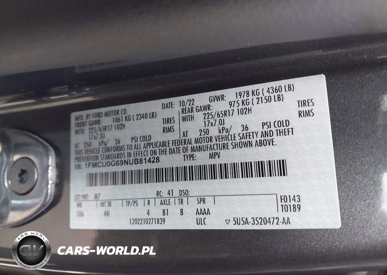 2022 Ford Escape Se VIN:1FMCU0G69NUB81428 - 9