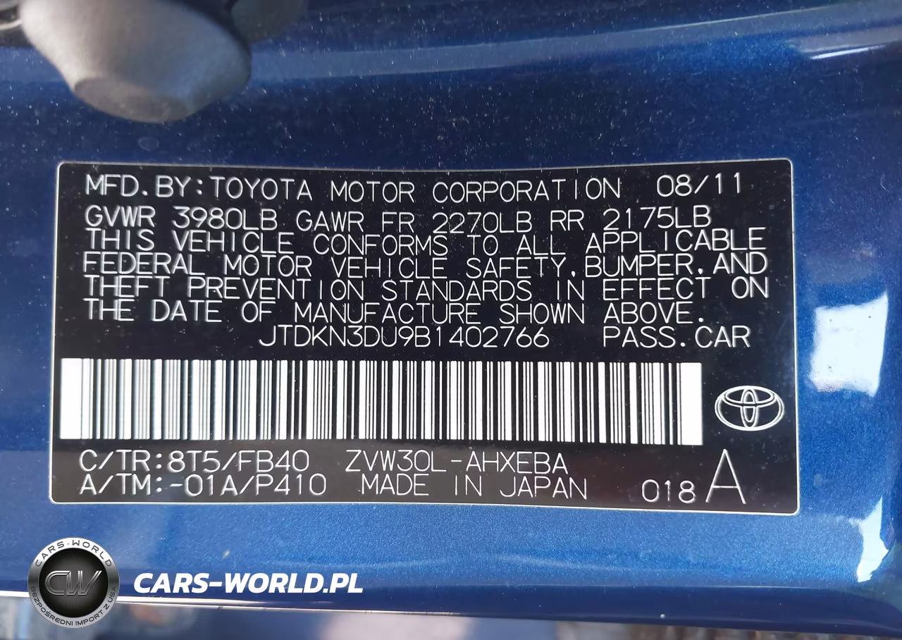 2011 Toyota Prius Two VIN:JTDKN3DU9B1402766 - 9