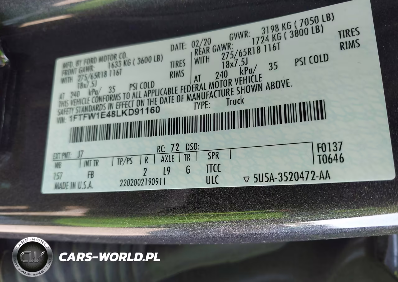 2020 Ford F-150 Xlt VIN:1FTFW1E48LKD91160 - 9