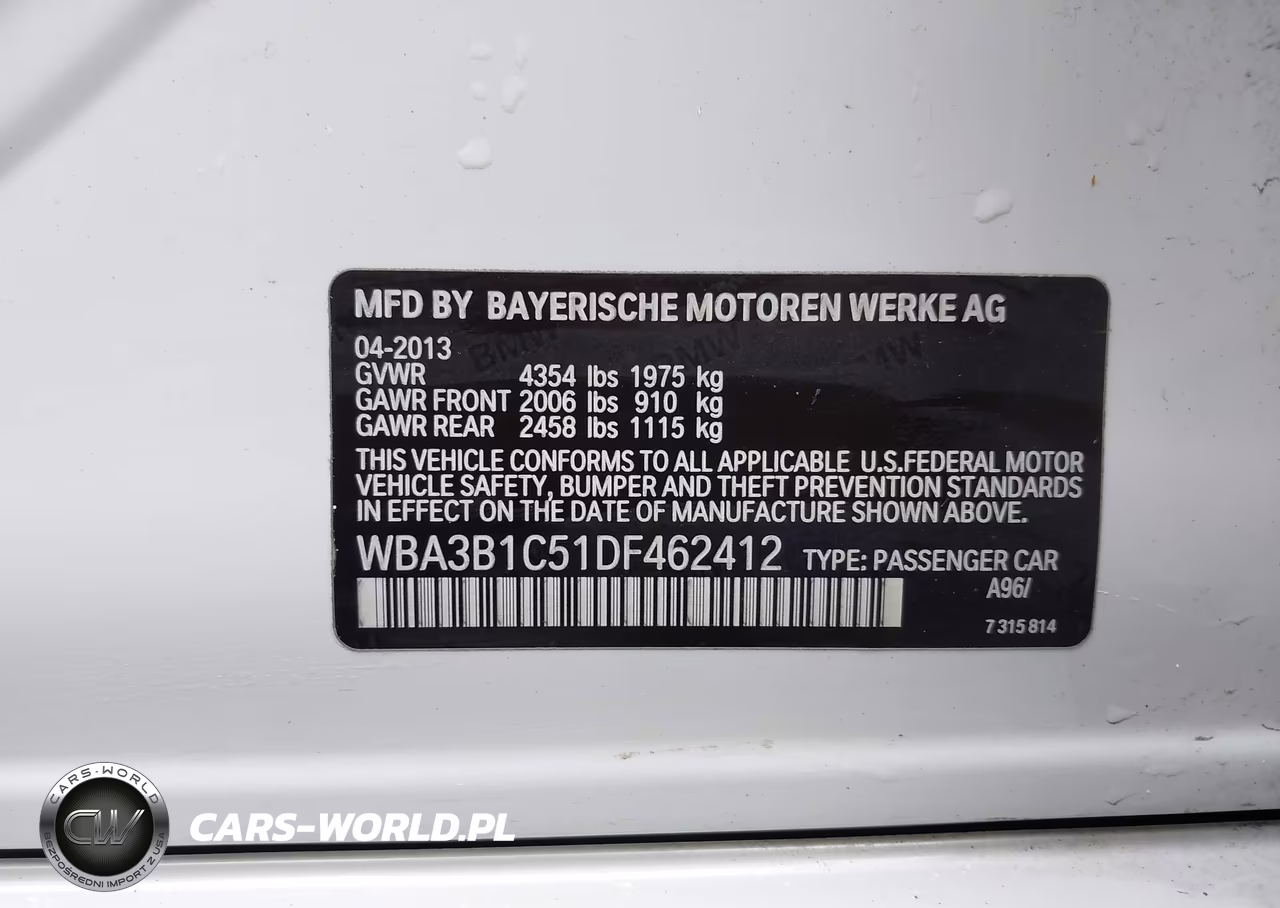 2013 BMW 320I VIN:WBA3B1C51DF462412 - 9