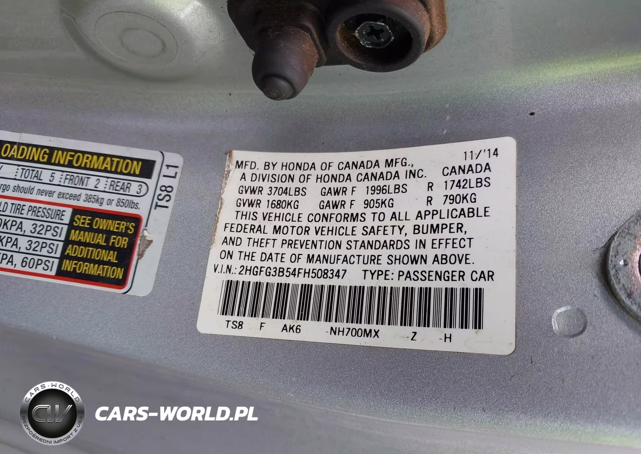 2015 Honda Civic Lx VIN:2HGFG3B54FH508347 - 9
