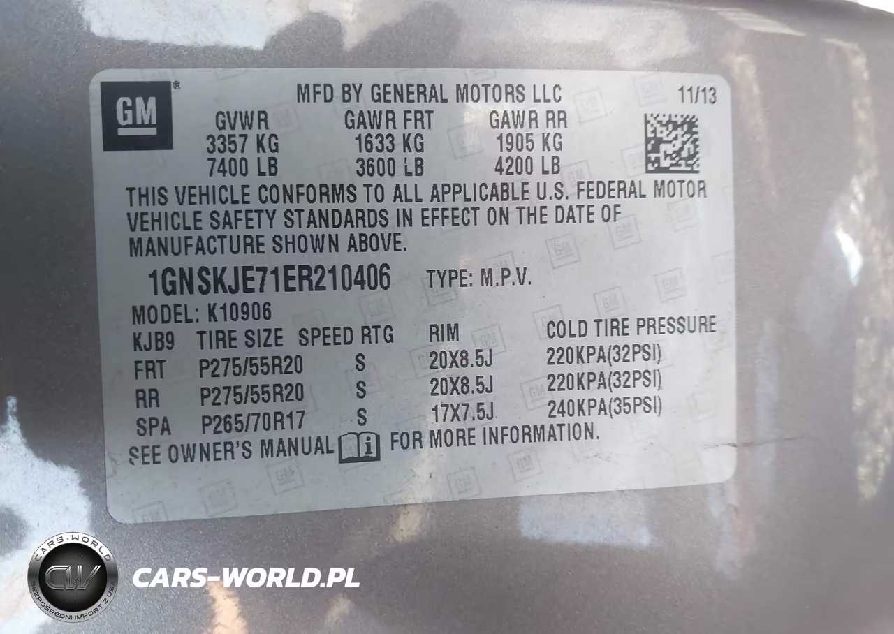 2014 Chevrolet Suburban 1500 Lt VIN:1GNSKJE71ER210406 - 9