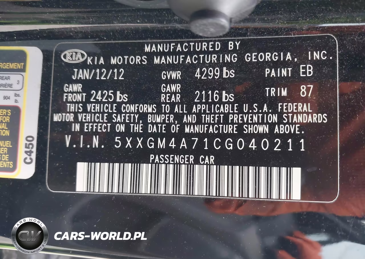 2012 Kia Optima Lx VIN:5XXGM4A71CG040211 - 9