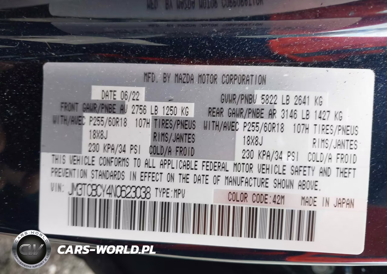 2022 Mazda Cx-9 Touring VIN:JM3TCBCY4N0623038 - 9