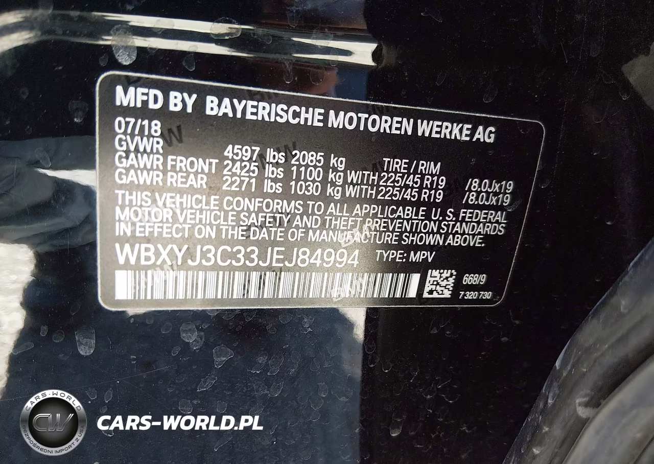 2018 BMW X2 Sdrive28I VIN:WBXYJ3C33JEJ84994 - 9