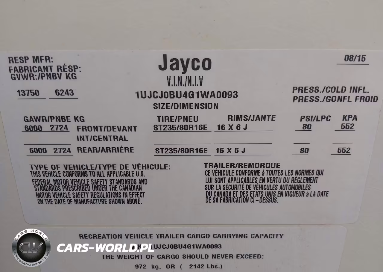 2016 Jayco Other VIN:1UJCJ0BU4G1WA0093 - 19