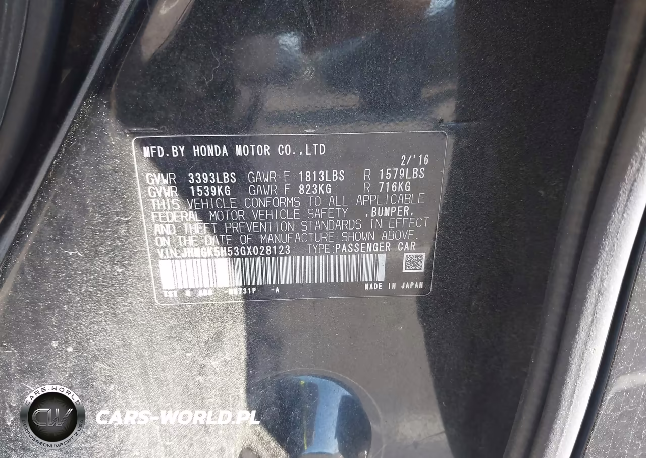 2016 Honda Fit Lx VIN:JHMGK5H53GX028123 - 9