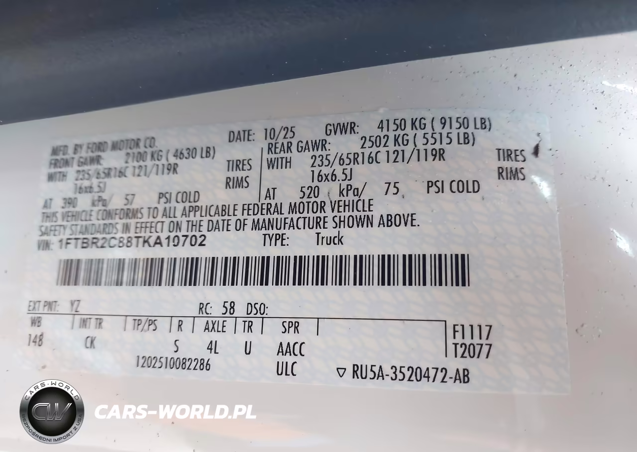 2026 Ford Transit-250 VIN:1FTBR2C88TKA10702 - 9