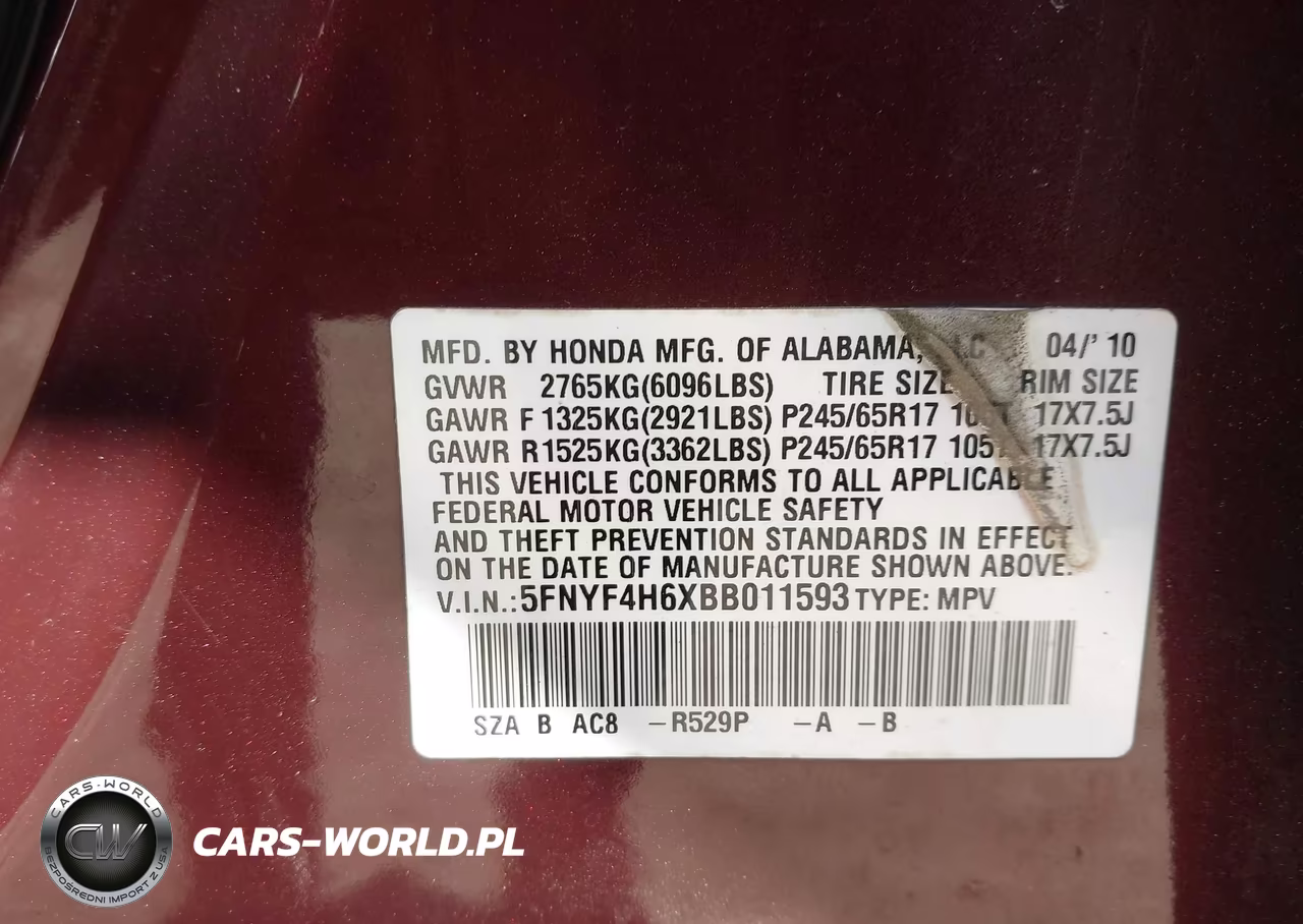 2011 Honda Pilot Ex-L VIN:5FNYF4H6XBB011593 - 9