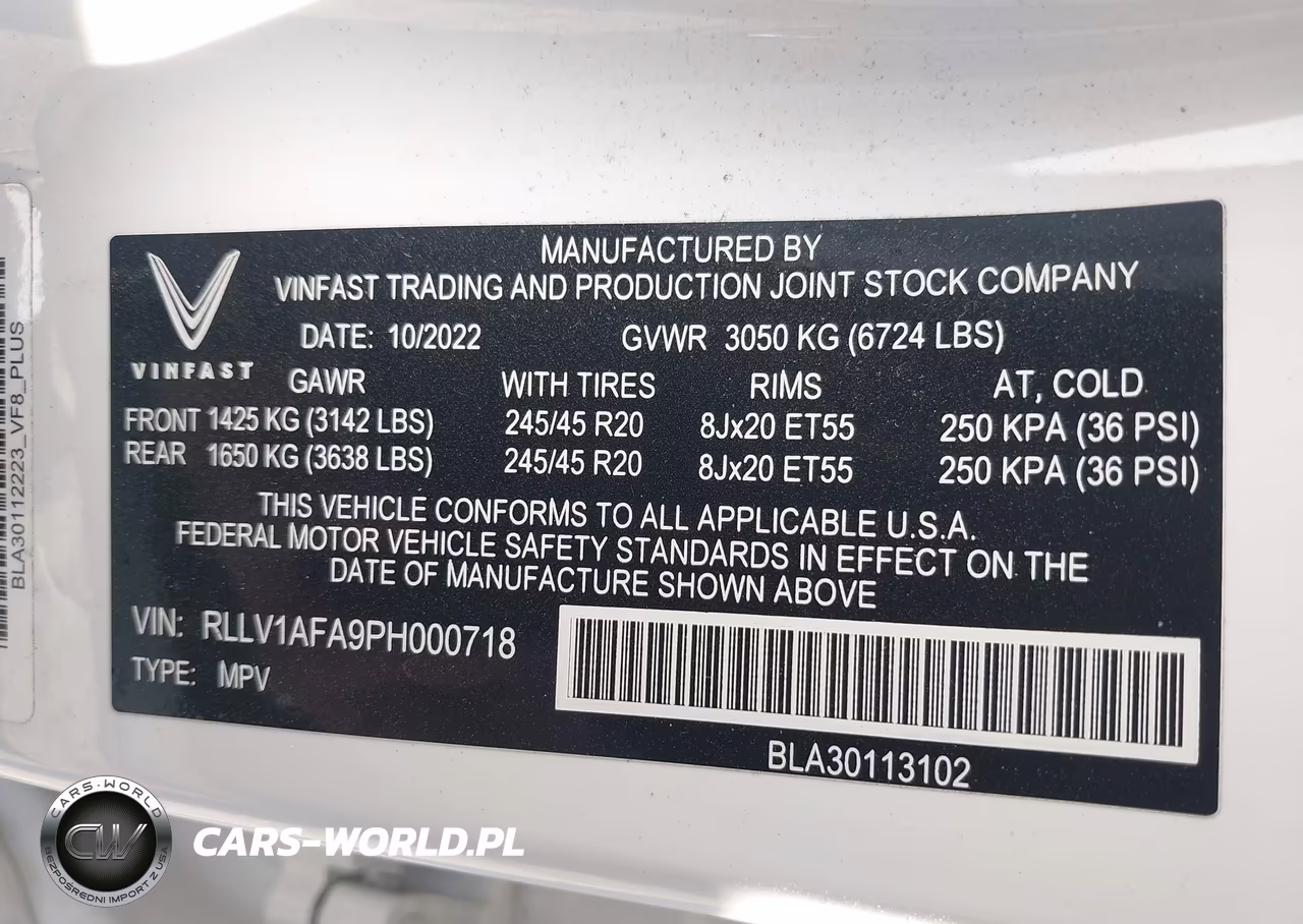 2023 Vinfast Vf 8 Plus VIN:RLLV1AFA9PH000718 - 9