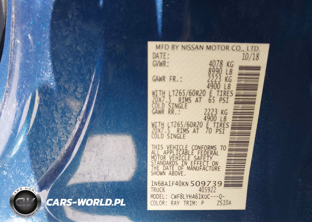 2019 Nissan Titan Xd Platinum Reserve Diesel VIN:1N6BA1F40KN509739 - 9