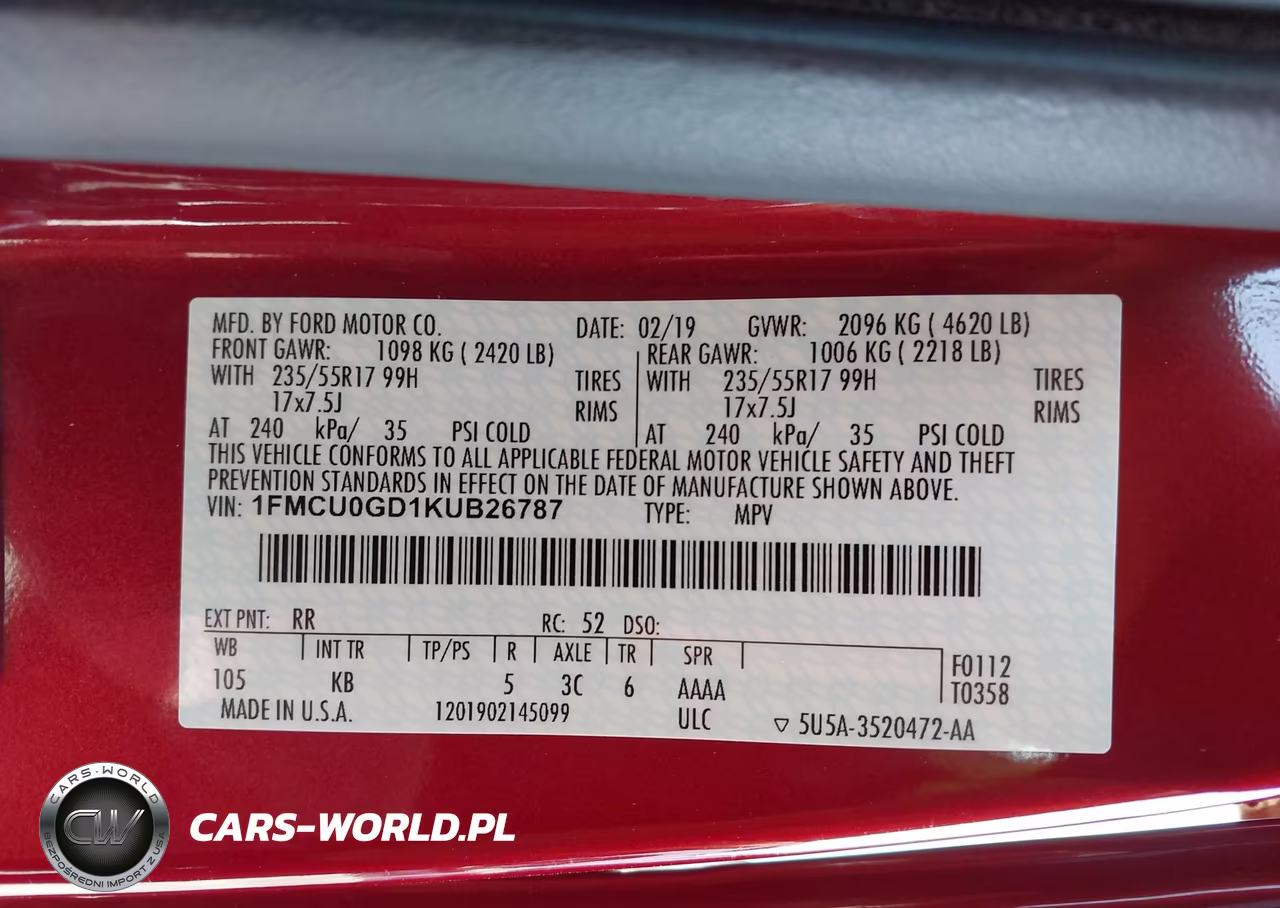 2019 Ford Escape Se VIN:1FMCU0GD1KUB26787 - 9