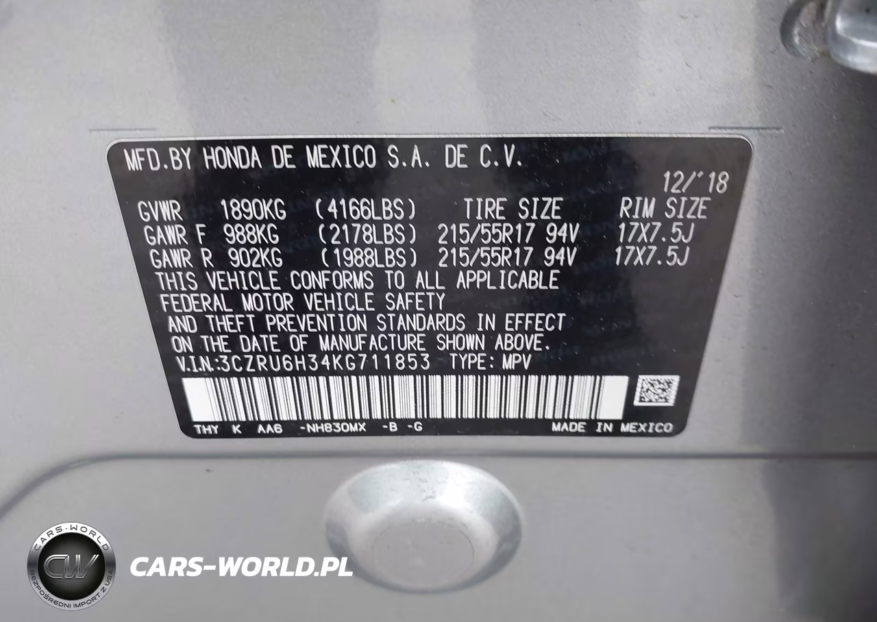 2019 Honda Hr-V Lx VIN:3CZRU6H34KG711853 - 9