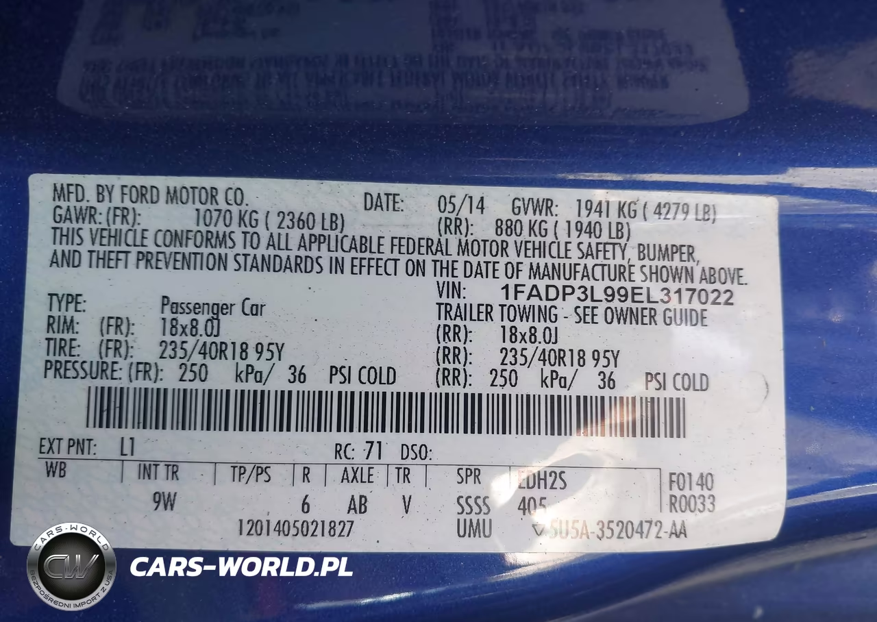 2014 Ford Focus St VIN:1FADP3L99EL317022 - 9