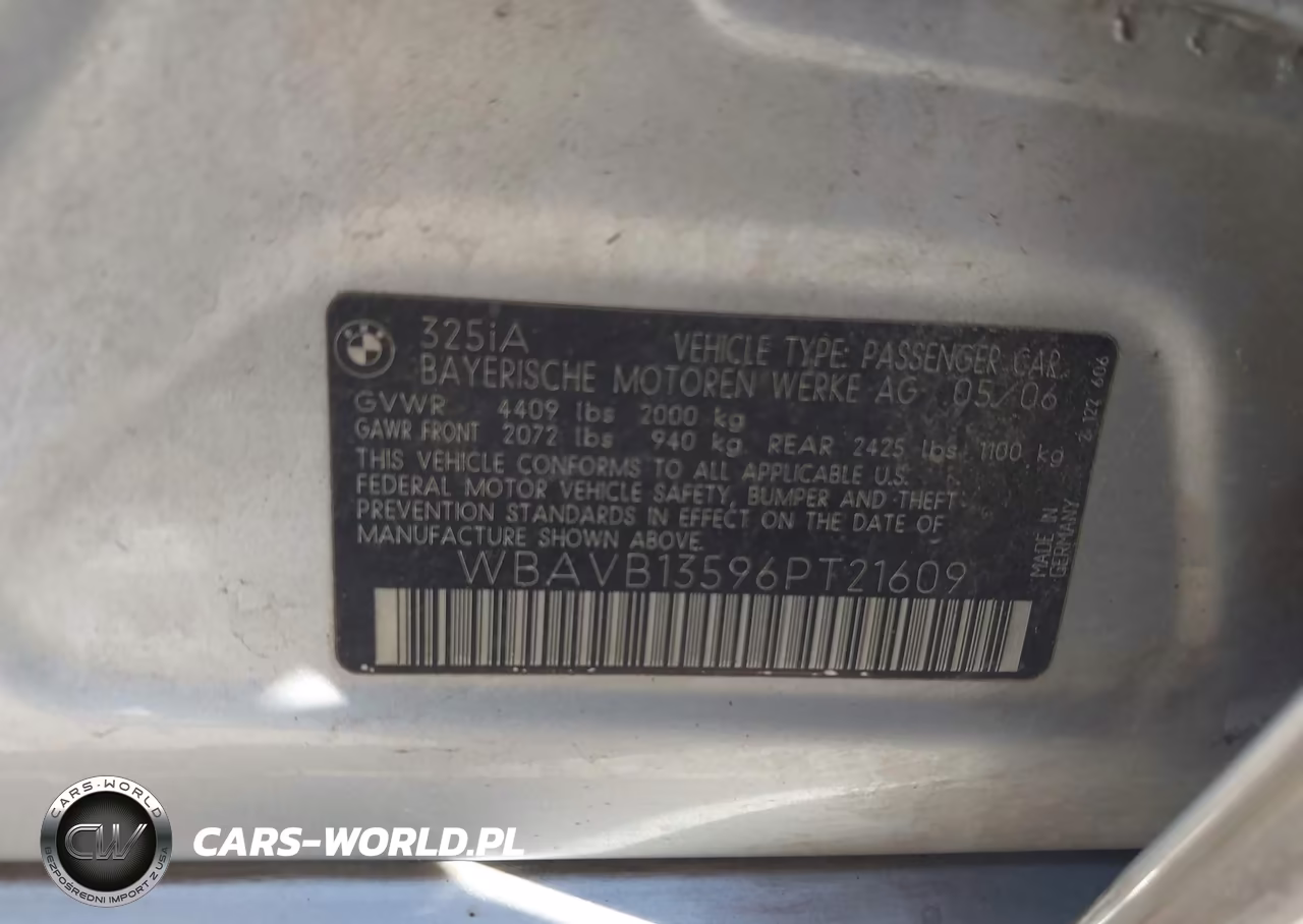 2006 BMW 325I VIN:WBAVB13596PT21609 - 9