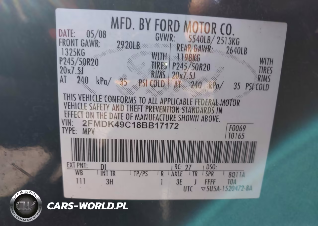2008 Ford Edge Limited VIN:2FMDK49C18BB17172 - 9
