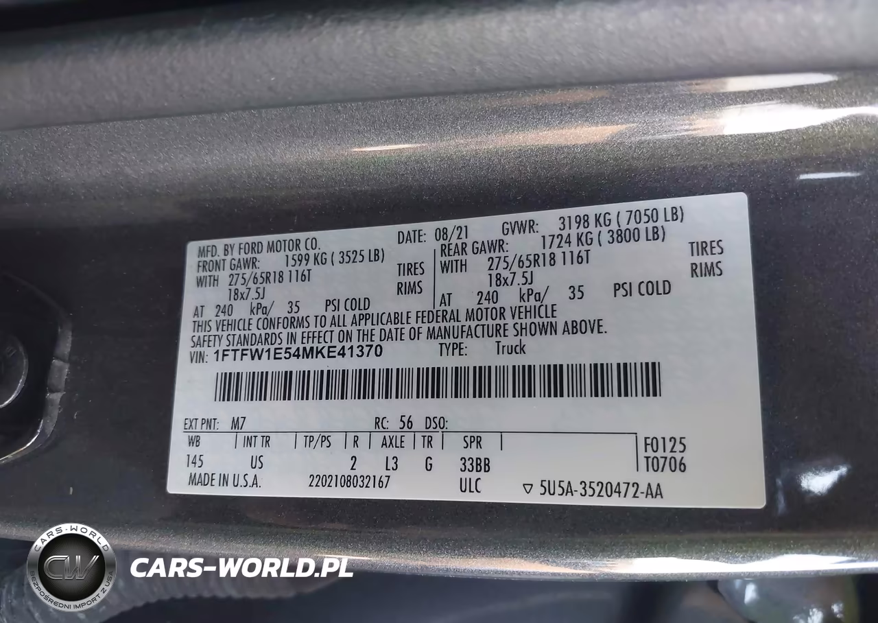 2021 Ford F-150 Xlt VIN:1FTFW1E54MKE41370 - 9
