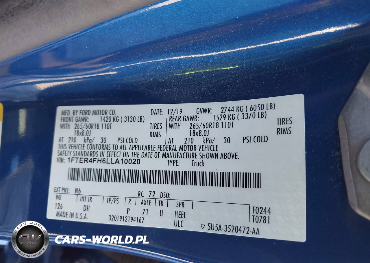 2020 Ford Ranger Lariat VIN:1FTER4FH6LLA10020 - 9