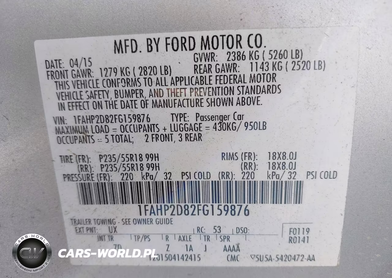 2015 Ford Taurus Se VIN:1FAHP2D82FG159876 - 9