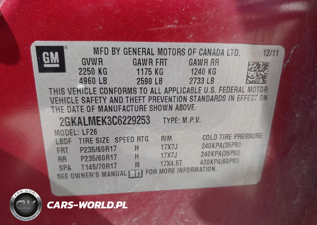 2012 GMC Terrain Sle-1 VIN:2GKALMEK3C6229253 - 9