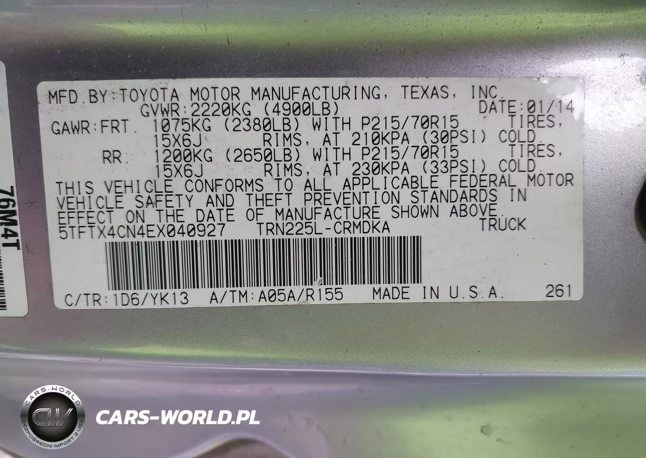 2014 Toyota Tacoma VIN:5TFTX4CN4EX040927 - 9